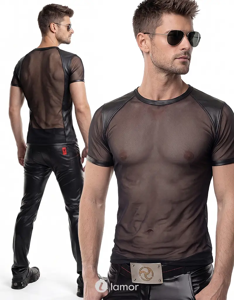 Heren mesh T-shirt zwart, ADJonas001