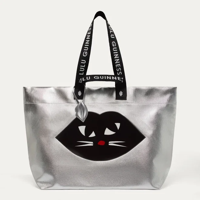 SILVER KOOKY CAT TOTE BAG