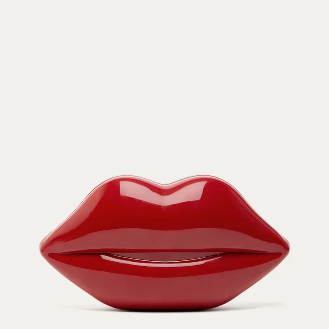 LULU RED LIPS MEDIUM CLUTCH BAG