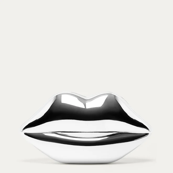 SILVER LIPS MEDIUM CLUTCH BAG