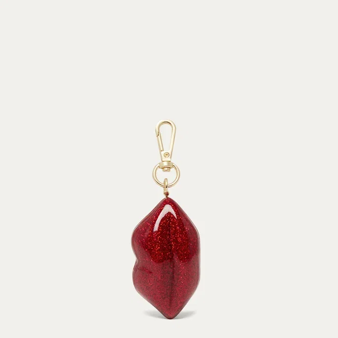 LULU RED GLITTER ACRYLIC LIPS KEYRING