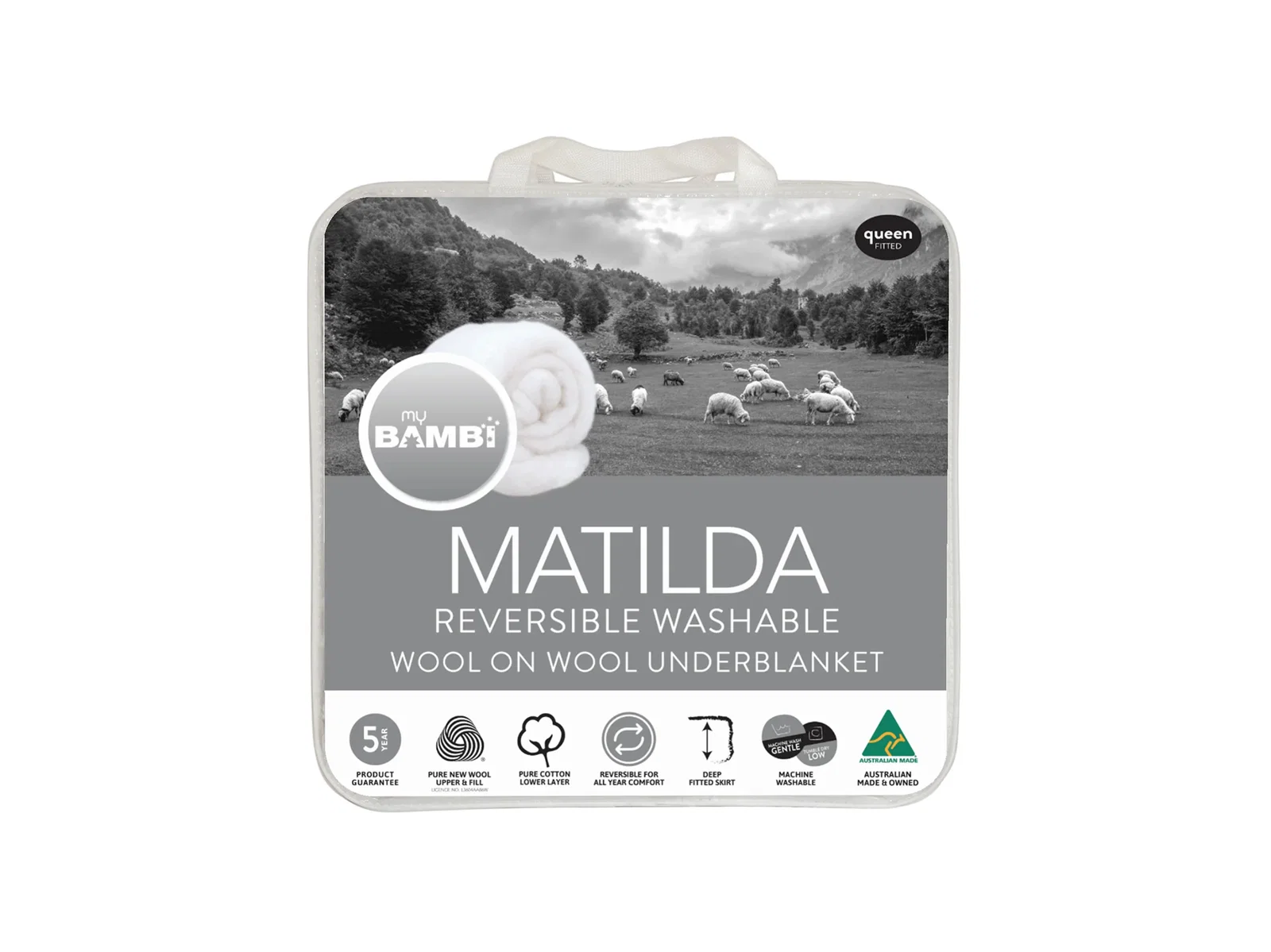 Bambi Matilda Wool on Wool Reversible Underblanket - Queen