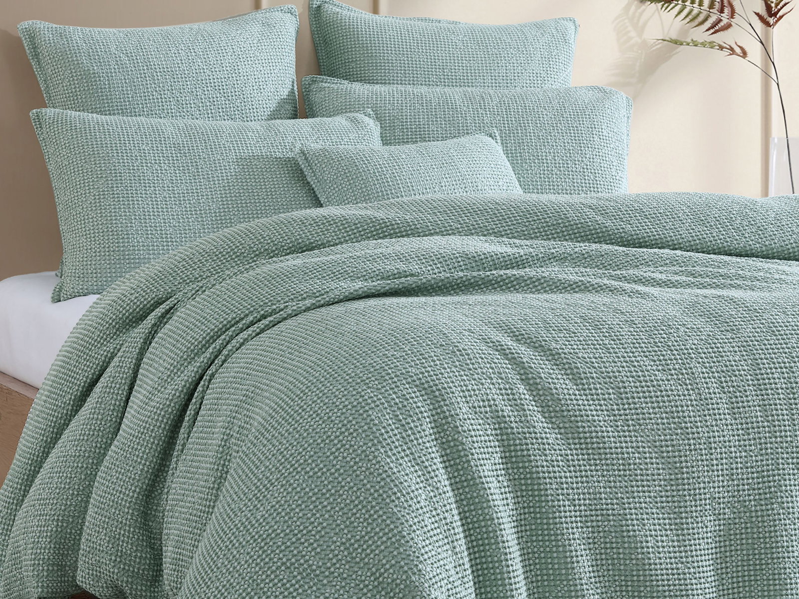 Private Collection Urban Stonewashed Waffle Quilt Cover Set - Queen / Sage