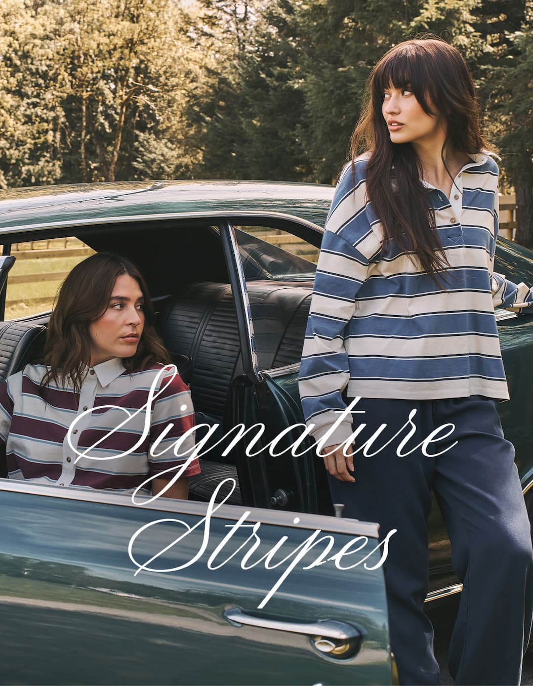 Signature Stripes collection featuring timeless striped essentials in classic seasonal colorways.