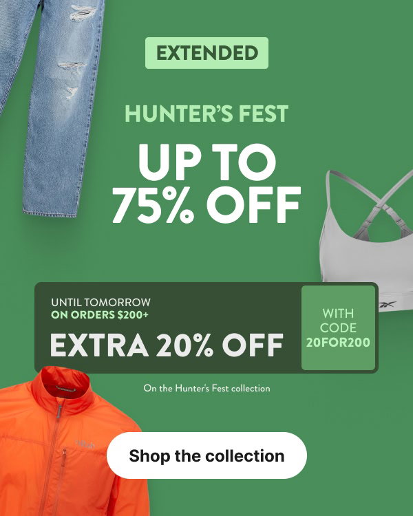 Extra 20% off $200+ orders. Until tomorrow.
