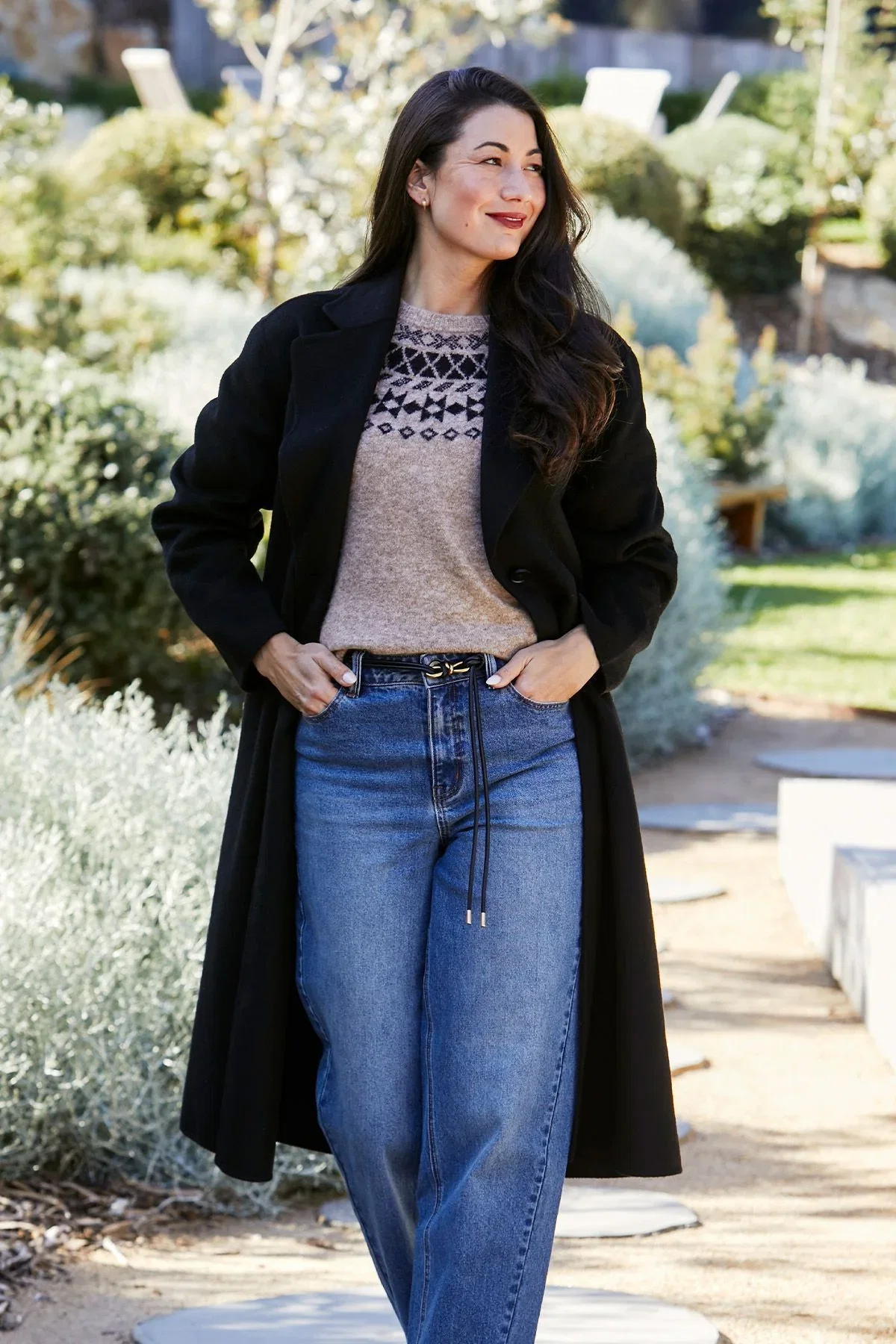 Image of Longline Wrap Coat in Black