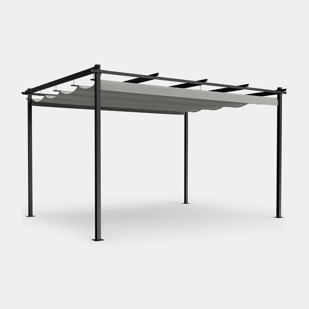 Image of Metal Pergola with Retractable Roof Canopy - 3m x 4m