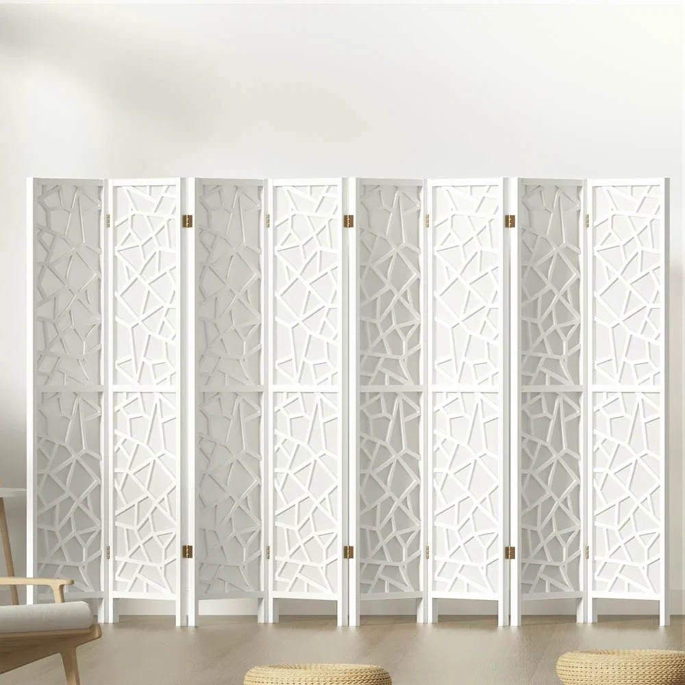 8 Panel Room Divider Screen 325x170cm Clover White