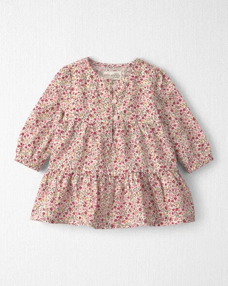 Image of Baby Girl Organic Cotton Dobby Dress in Floral