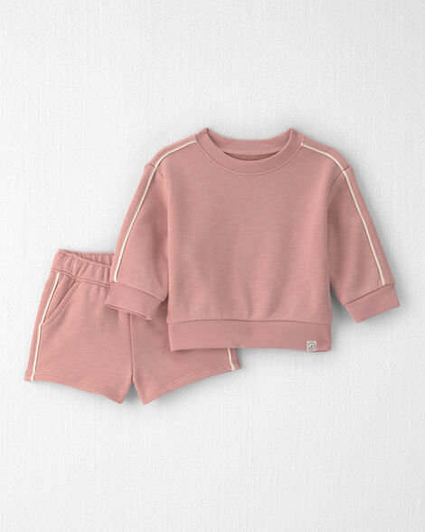 Image of Baby Girl 2-Piece Organic Cotton French Terry Pullover & Short Set