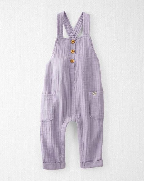 Image of Baby Organic Cotton Gauze Overalls in Lilac