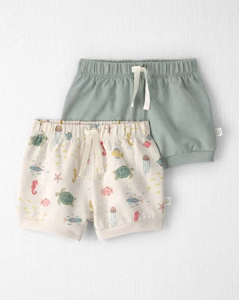 Image of Baby Girl 2-Pack Organic Cotton Shorts in Under the Sea