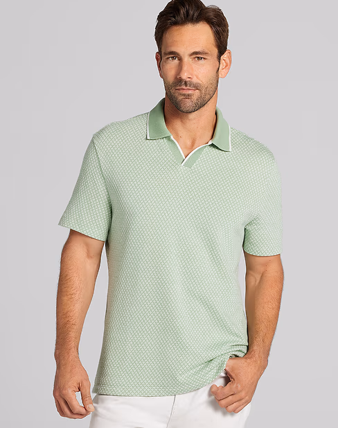 Joseph Abboud Modern Fit Jacquard Knit Johnny Collar Polo