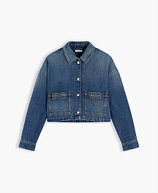 Relaxed Fit Denim Jacke Mit Flag Und Horsebit Detail