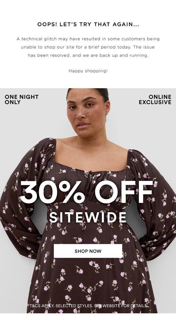 Shop 30% Off* Sitewide