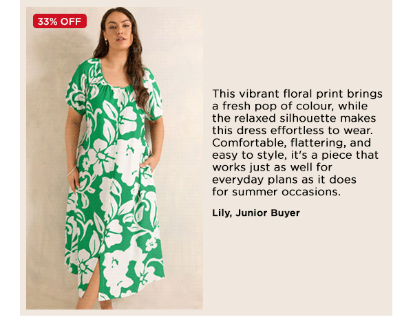 EVANS Curve Green Floral Swing Dress