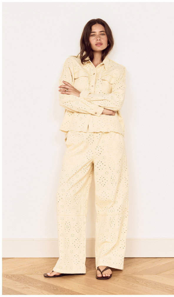 Cotton Denim Broderie Anglaise Jacket