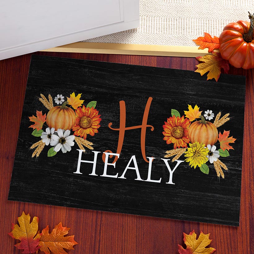 Image of Personalized Autumn Harvest Doormat
