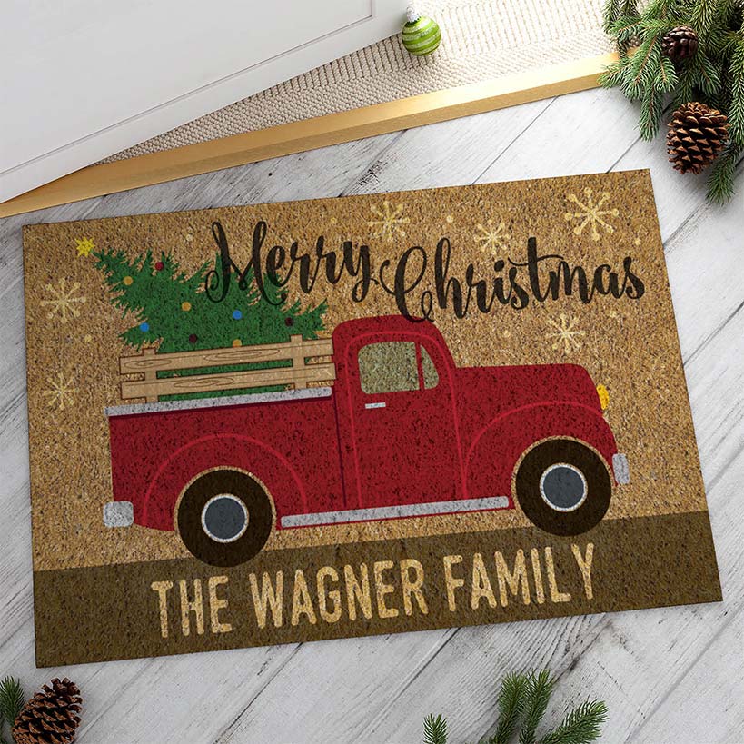 Image of Personalized Christmas Truck Doormat