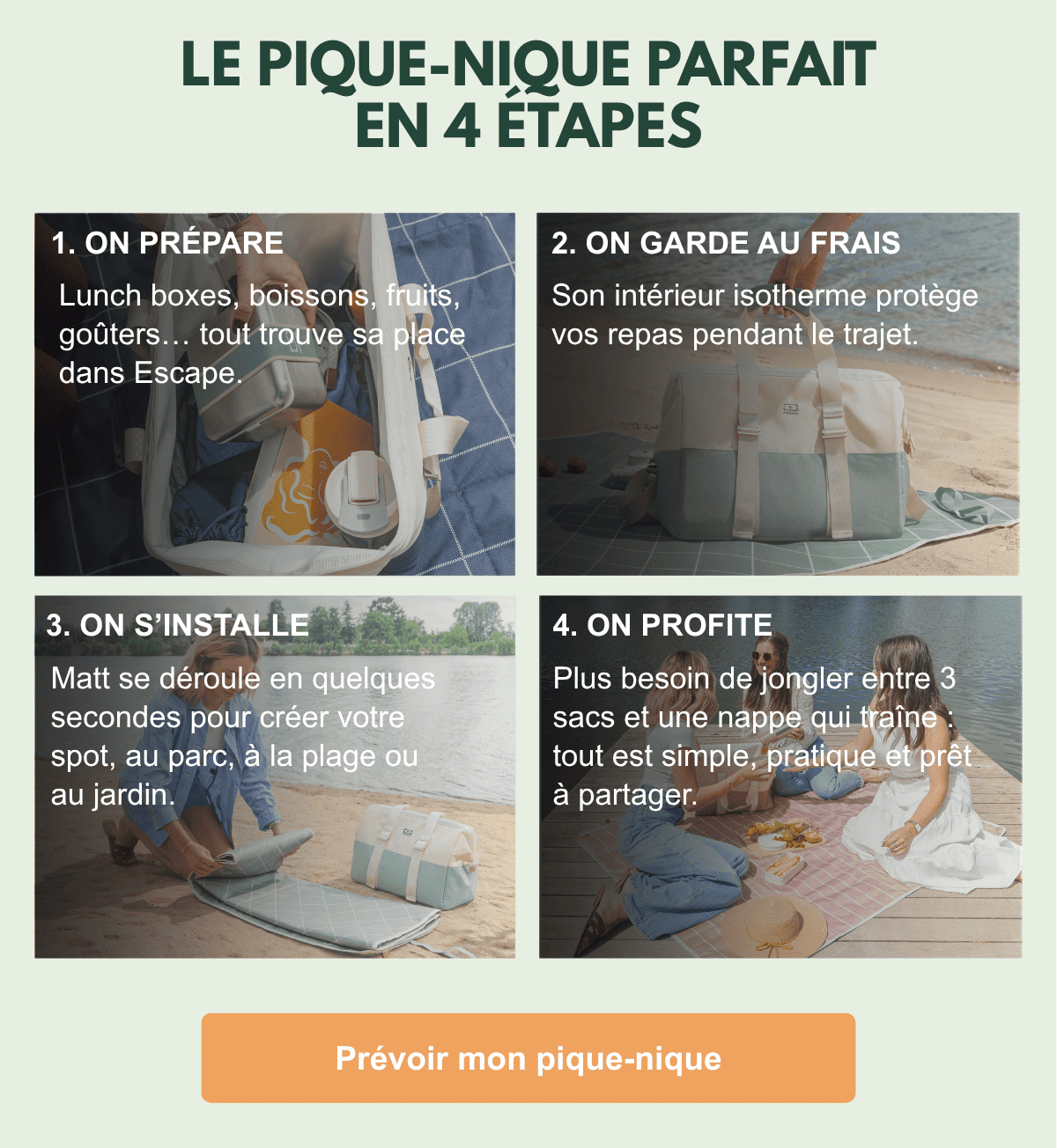 Visuels des étapes pour un pique nique parfait