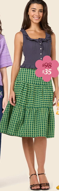 Margot Check Tiered Skirt was $98 now $35