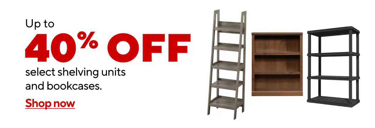Up to 40% off select storage shelving and bookcases
