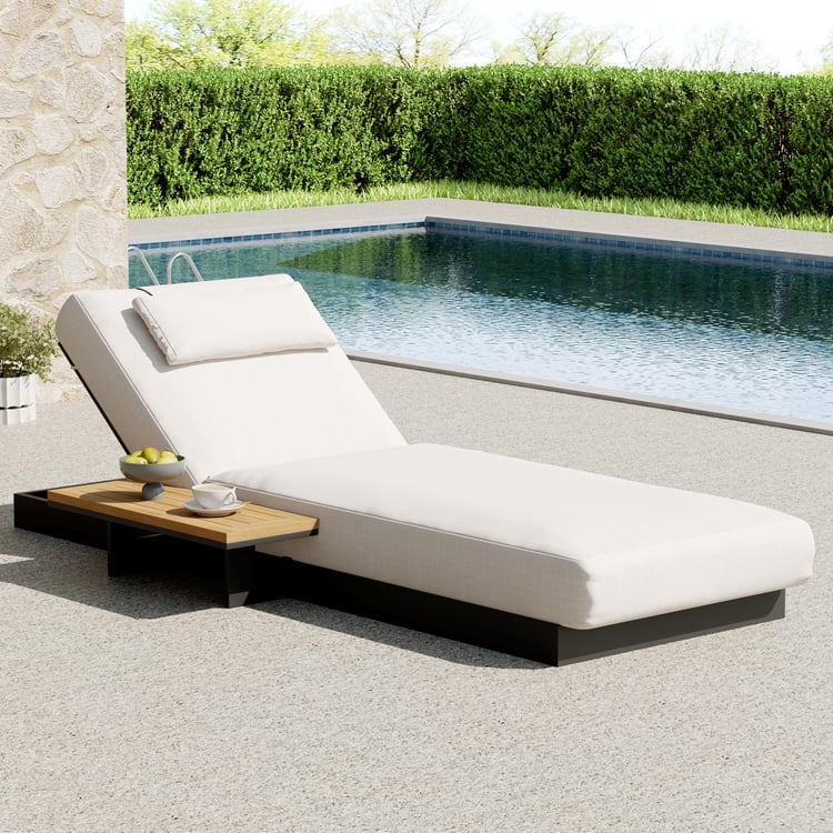 Tevara Outdoor Teak & Aluminum Adjustable Lounge Chaise in White