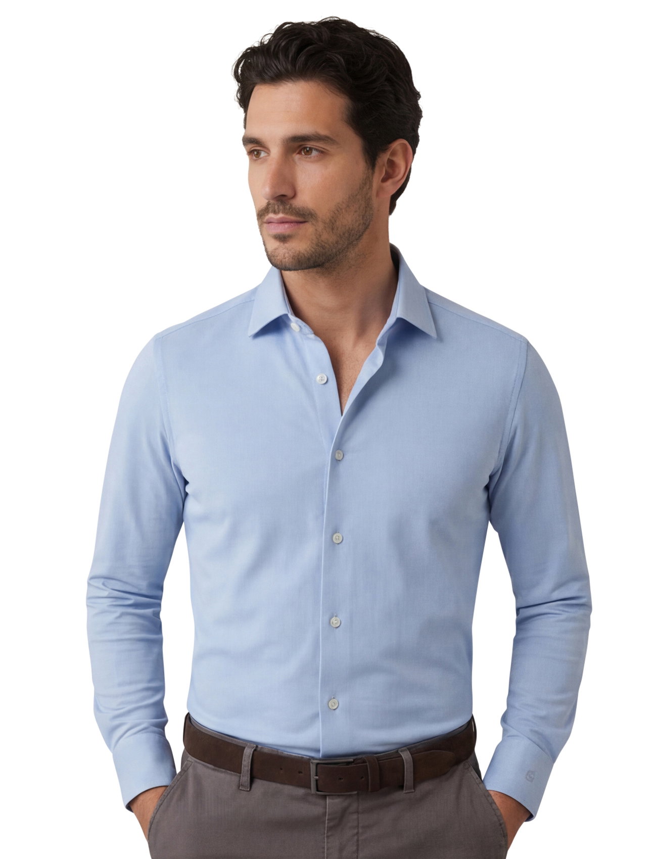 business overhemd Olymp Luxor 24/7 modern fit lichtblauw jersey