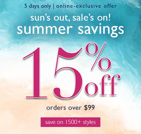 An image promoting 15% off storewide at Northstyle during the 5-day summer savings event!