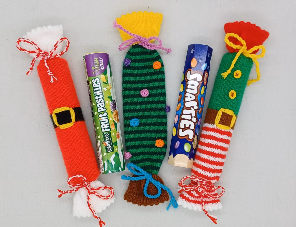 Christmas Sweet Tube Knitting Pattern Smarties Jelly Tots Fruit Pastilles
