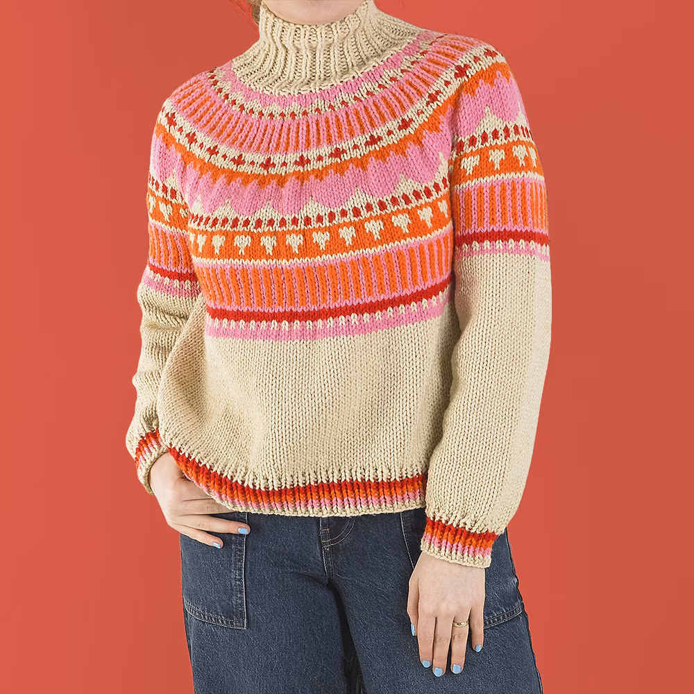 Folk Flourish Sweater - Free Knitting Pattern for Women in Paintbox Yarns Simply Chunky
