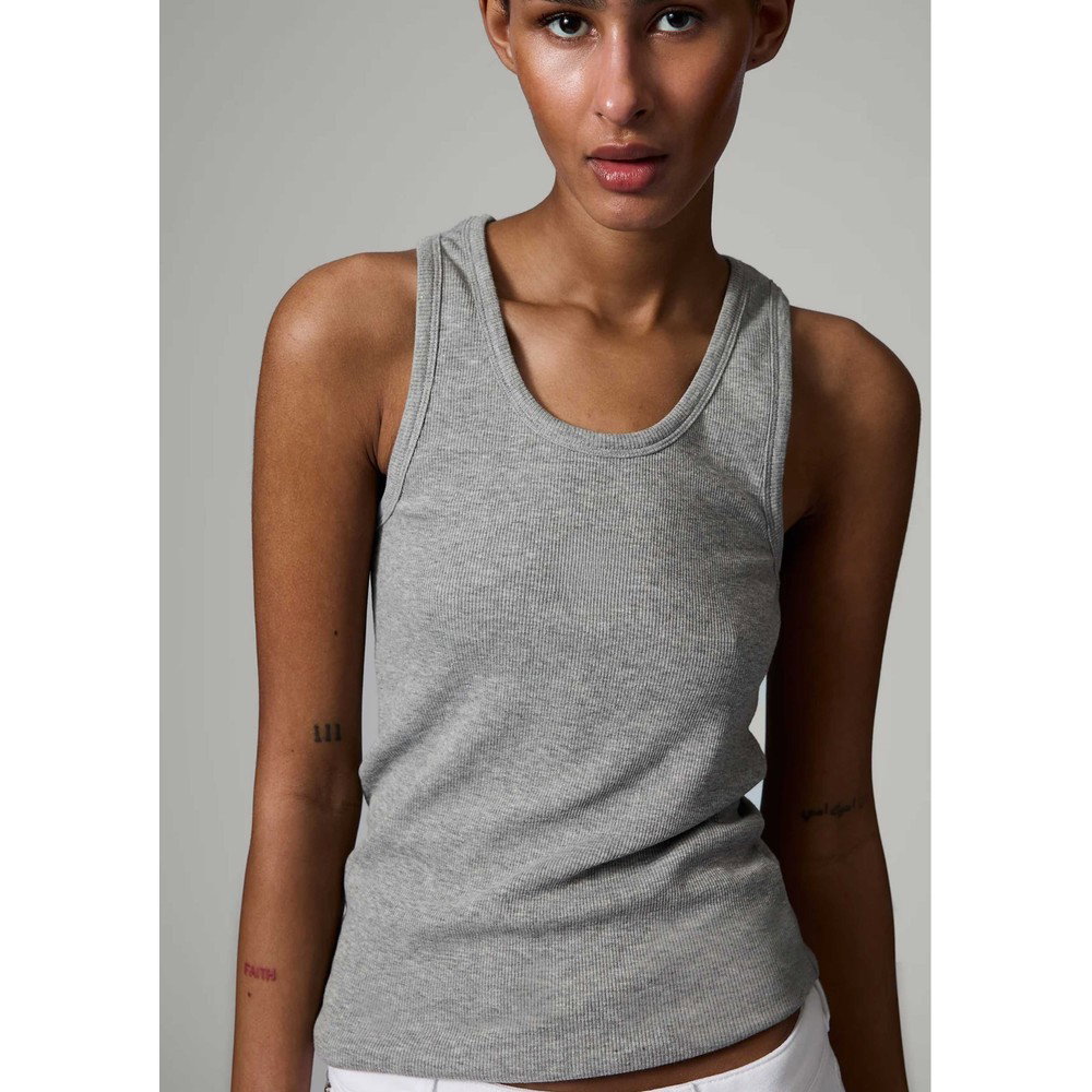 Image of Camilo Ribbed Tank Top - Grey Melange
