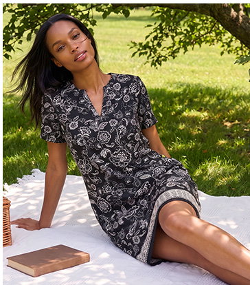Paisley Print Linen Blend Shift Dress