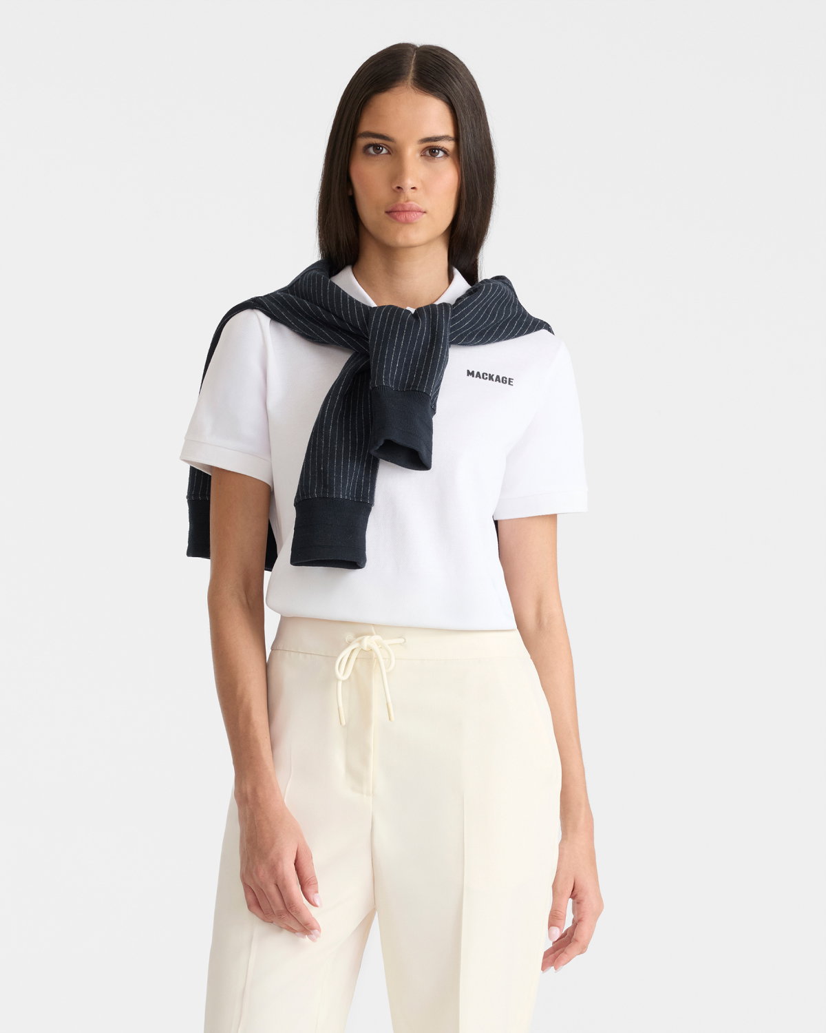 ANALIESE-CR Flat Knit Rib Collar Polo