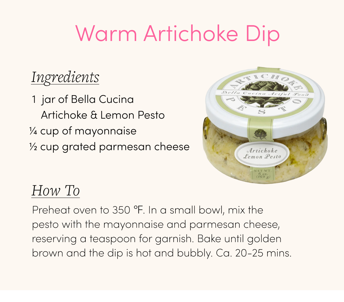 Warm Artichoke Dip with Artichoke & Lemon Pesto