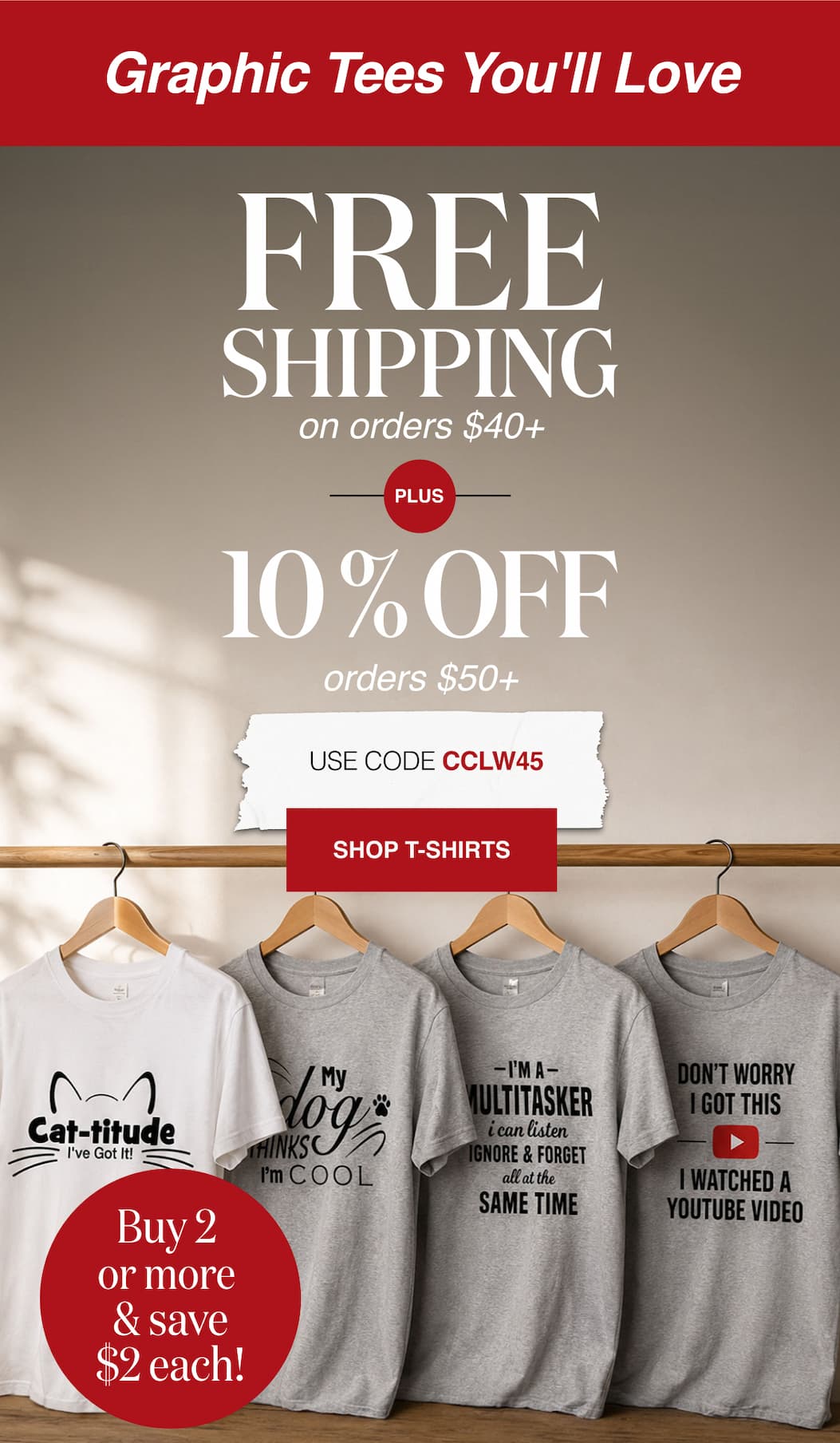 Graphic Tees You'll Love Free Shipping on $40+ orders Plus 10% Off $50 orders.