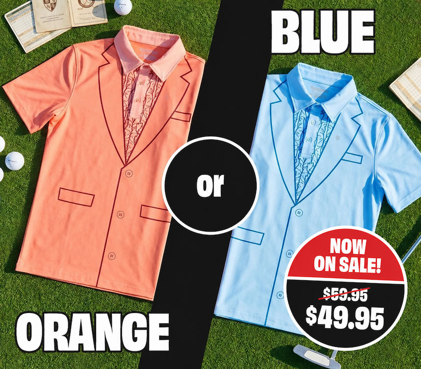 Dumb Blue or Orange Tuxedo Golf Polo
