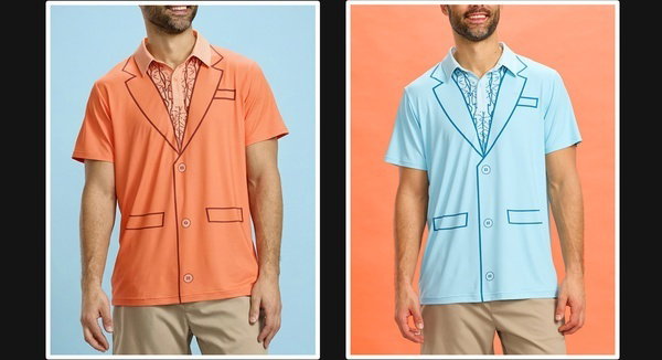 Orange and Blue Dumb Tuxedo Golf Polo
