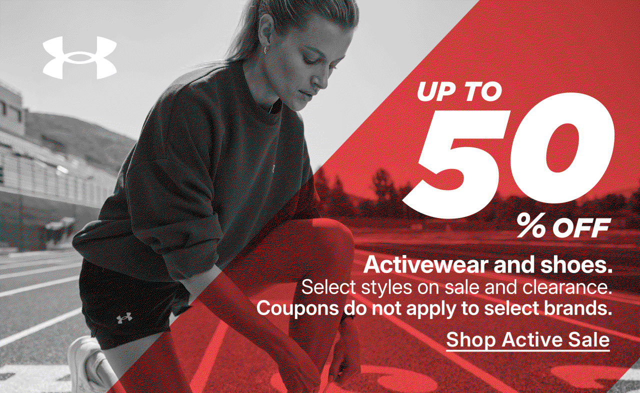 up to 50% off activewear and shoes