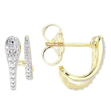 White Diamond Accent 14k Yellow Gold Over Brass J-Hoop Earrings