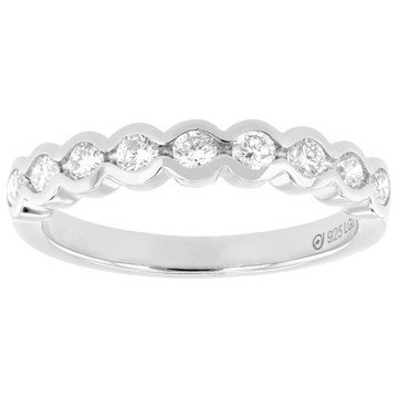 Lab-Grown Diamond G-H VS Rhodium Over Sterling Silver Band Ring 0.45ctw