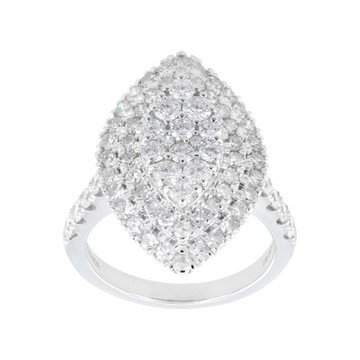 Round White Lab-Grown Diamond H SI Rhodium Over Sterling Silver Cluster Ring 2.00ctw