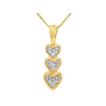 Round White Lab-Grown Diamond Accent G-H SI2 10K Yellow Gold Heart Pendant With Chain