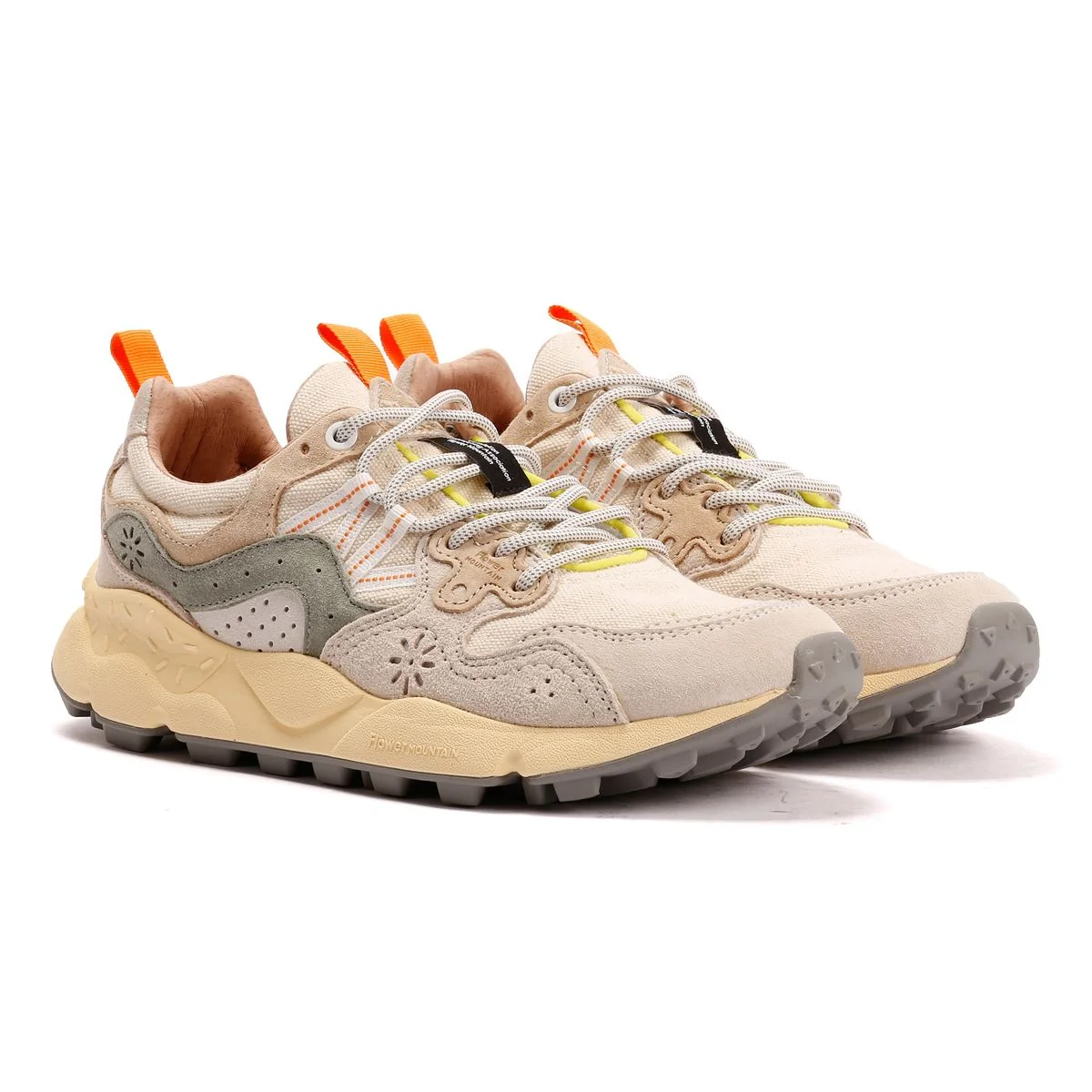 Image of Flower Mountain Yamano 3 Off White/Green Trainers