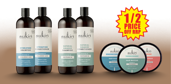 Sukin hair care range 1/2 price off RRP at Chemist Warehouse sale ends 5 August 2026
