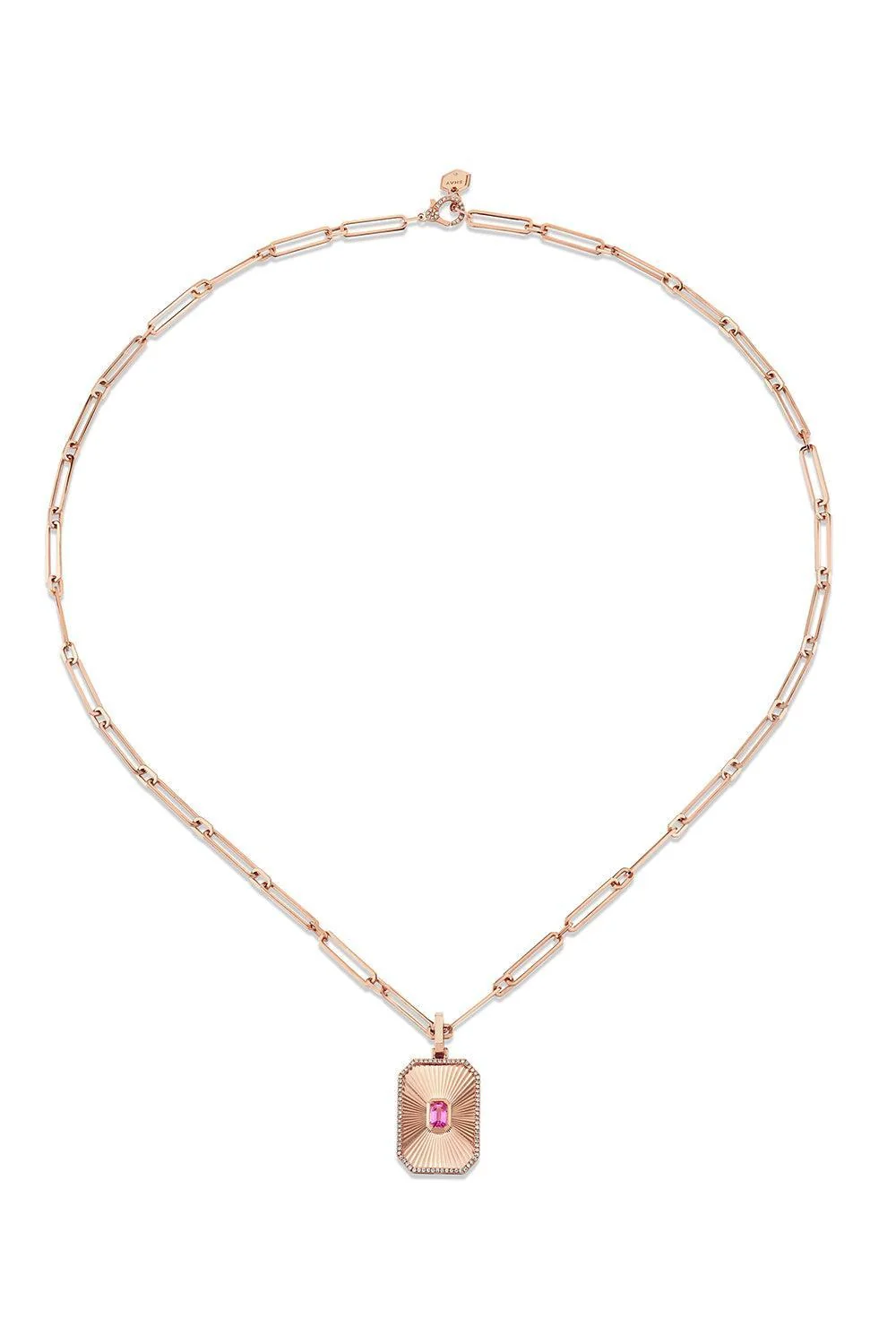 Image of pink sapphire radiant deco necklace