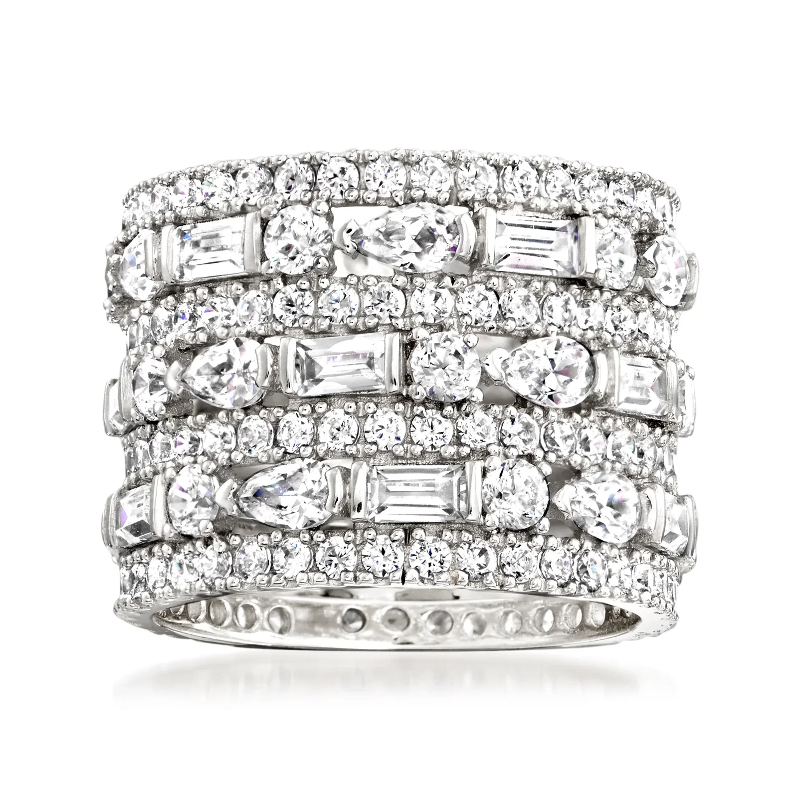 Image of 6.50 ct. t.w. Multi-Shaped CZ Multi-Row Eternity Band in Sterling Silver