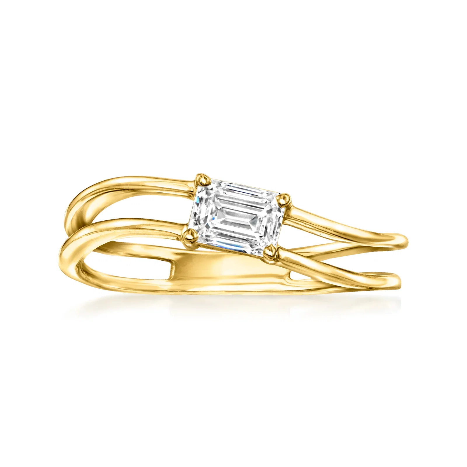 Image of 0.50 Carat Lab-Grown Diamond Curved Ring in 18kt Gold Over Sterling