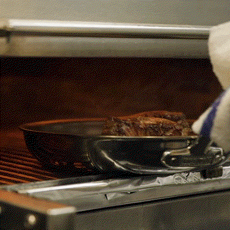 GIF: Cooking meat using Hestan NanoBond skillet