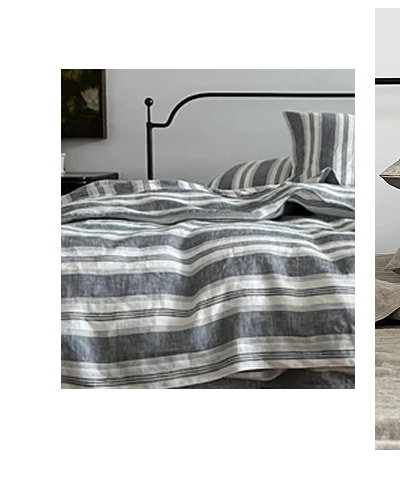 Navy Stripe Linen Sheet Set